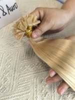 Extensions de cheveux naturels Remy indiens à pointe spirale, pointe en U, kératine pré-collée, pointe plate, double épaisseur, qualité salon, 1g/brin