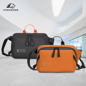 Kingsons Men's Crossbody Bag Large Capacity Zipper Closure Solid Color Everyday Outdoor Use - Product Image 1