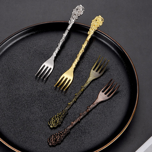 4.7 inci paduan seng anggur Set garpu Mini emas perak mawar emas perunggu untuk rumah Hotel kue buah Escargot kue siput garpu - Product Image 6