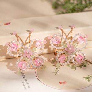 Pince à cheveux papillon perlée, nouveau style chinois, accessoire capillaire féerique pour enfants, style Hanfu ancien, frais et élégant - Product Image 4