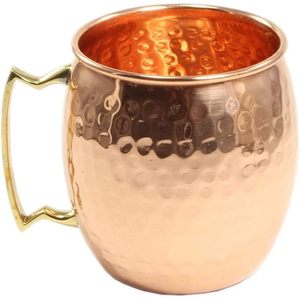 PARIJAT HANDICRAFT Moscow Metal Mule Mug Pure Copper with Brass Handle Hammered Ceramic Cup for Water for Your Home Office - Product Image 2