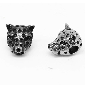 Perles d'espacement en acier inoxydable tête de léopard yunnique pour la fabrication de bracelets, style rétro, forme irrégulière, accessoires de bijouterie - Product Image 1