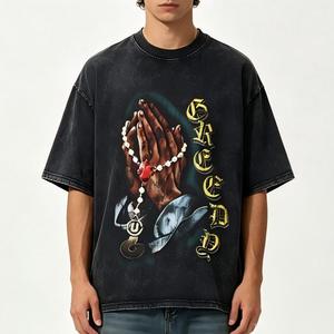 <span class=keywords><strong>T</strong></span>-shirts personnalisés en coton 100% pour hommes, style streetwear, avec impression DTF de typographie et portraits d'artistes hip-hop, coupe ample - Product Image 3