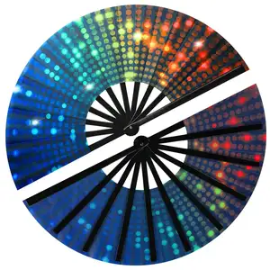 พัดลมมือถือพับได้ขนาดใหญ่ผ้าไนลอนแบบแฟลชพัดพับได้พัดลมกังฟูจีนตกแต่งเทศกาลสำหรับงานปาร์ตี้โปรดปราน - Product Image 1