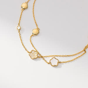 2025 Bijoux de Mode Bracelet Fleur Trèfle en Argent 925 pour Femme Plaqué Or 18K Ornement de <span class=keywords><strong>Main</strong></span> en Argent Sterling Chaîne - Product Image 4
