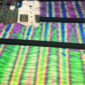 工厂定制设计彩虹反光图案印花可水洗缝制面料新材料反射夜间安全背心