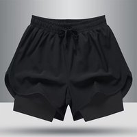 Short de course deux-en-un pour homme, avec doublure de compression athlétique, fentes latérales, taille élastique avec cordon de serrage, motif floral, séchage rapide