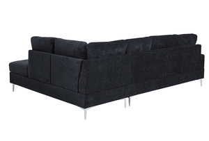 Chenille Sectional 3-Seaters <b>Sofa</b> Set with Chaise Storage Ottoman Metal Legs and Copper Nails Two White Pillows for Apartment - Product Image 3