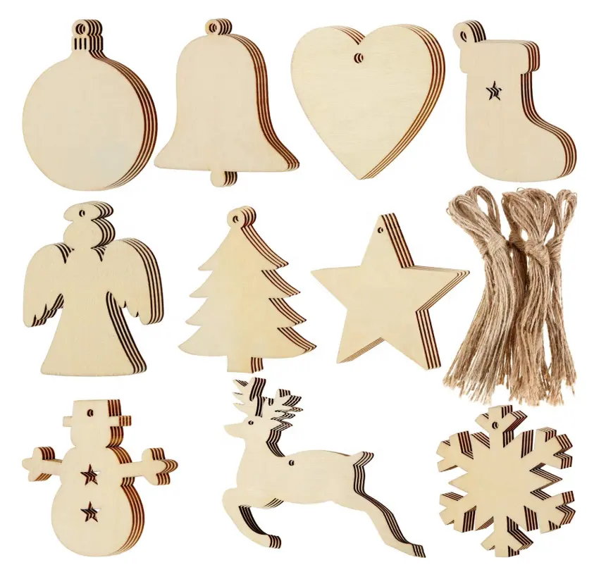 工場ホットセール10個クリスマスデコレーションクリアランスペンダント木製装飾品工芸品