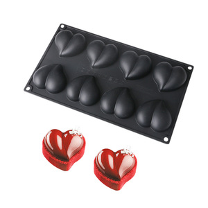 Heart Shape <b>Silicone</b> Cake Mold 8 Cavity DIY Mousse Mold For Valentine's Day <b>Baking</b> - Product Image 1