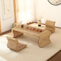 Ensemble de table basse en bambou et rotin tissé à la main, style zen japonais, meubles de salon pour les cérémonies du thé et la relaxation