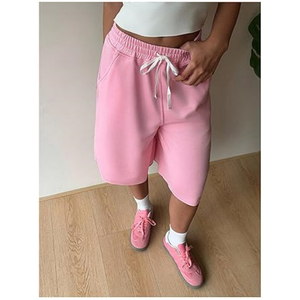 Shorts de détente amples de <span class=keywords><strong>haute</strong></span> qualité, shorts longs d'été pour femmes, shorts <span class=keywords><strong>taille</strong></span> <span class=keywords><strong>haute</strong></span> personnalisés, shorts pour femmes 100% polyester - Product Image 5