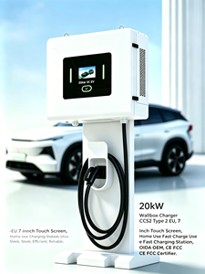 เครื่องชาร์จรถยนต์ไฟฟ้าแบบติดผนัง 20kW DC รองรับ CCS2 Type 2 EU หน้าจอสัมผัส 7 นิ้ว สำหรับใช้ในบ้าน สถานีชาร์จเร็ว ได้รับการรับรองมาตรฐาน CE FCC - Product Image 1