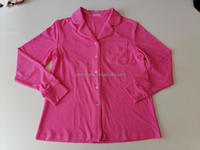 Ensemble de pyjamas rayés en coton et bambou avec logo personnalisé, rose, manches longues, décontracté, ample, respirant, léger, vêtements de nuit pour femmes