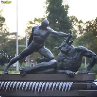 Gran Estatua Clásica de Bronce para Exteriores, Escultura del Héroe Griego Teseo y el Minotauro, Figura de Metal Antigua para Decoración de Jardín
