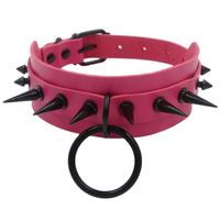 Collier ras du cou gothique punk à pointes pour homme, en cuir PU noir et alliage d'aluminium, avec rivets et cœur, pour anniversaire et Halloween