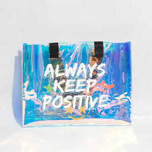 Bolso de mano transparente de PVC naranja con logotipo personalizado y cierre de botón, elegante diseño de moda para regalos y compras - Product Image 3