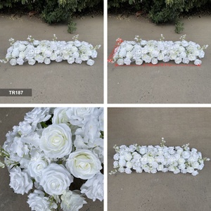 High Quality <b>Long</b> Flower <b>Runner</b> Rows Artificial White Rose <b>Runner</b> for Wedding <b>Table</b> Centerpiece Decor - Product Image 3