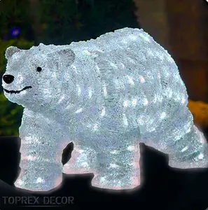 160cm Höhe beleuchtet große Eisbär Weihnachten Schnee Granulat Weißbär Motiv Weihnachts licht Dekoration für Tierpark