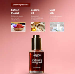 Huile pour le visage Kumkumadi naturelle avec safran, sésame et lait de chèvre pour une peau jeune et éclatante - Product Image 1