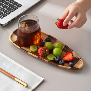 Plato de Ajedrez de Madera Maciza con Formas Únicas, Platos para Desayuno y Cena, Platos para Frutas de Nuez y Anacardos, Platos para Postres - Product Image 3