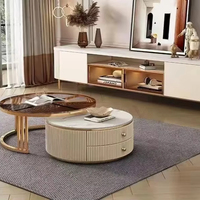 Table basse gigogne et meuble TV en marbre de luxe, style moderne et minimaliste, pour salon, durable et facile à nettoyer