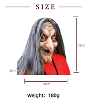 Masque de sorcière en latex effrayant pour Halloween, accessoire de cosplay pour faire semblant d'être une vieille femme, masque de personnage pour jeu de rôle, masque intégral