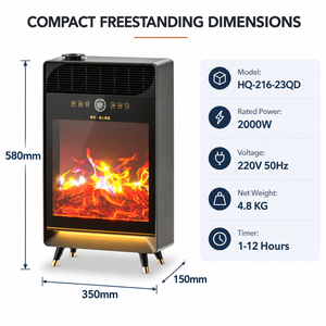 Chimenea Eléctrica Inteligente con Calefacción Rápida y Humidificación, 2000W, Calentador de Espacio con Luz Ambiental para Dormitorio, Uso Interior - Product Image 3