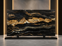 Dalle de granit noir Taurus polie, pierre naturelle pour comptoirs, îlots de cuisine, revêtements muraux et dessus de meubles de salle de bain
