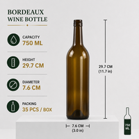 Bouteille de vin rouge de luxe vide, type Bordeaux/Bourgogne, 750 ml, avec bouchon à vis, personnalisable OEM/ODM avec logo