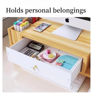 Soporte elevador para computadora de escritorio, mesa de almacenamiento para oficina, estante de almacenamiento para pantalla y teclado de bambú y madera, personalizado para exportación - Product Image 4