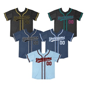 Maillot de baseball en jean personnalisé pour hommes, femmes et garçons Chemises de baseball en gros Logo cousu avec nom et numéro - Product Image 2