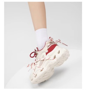 Zapatillas deportivas de plataforma gruesa de malla y goma para mujer, estilo Dad, con suela ondulada de 6 cm para aumentar la altura, dos cordones, informales, para caminar y deporte. - Product Image 1