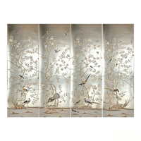 Papier peint SUNGPU classique Chinoiserie, motif floral d'oiseaux, base en feuille d'argent, pivoine rose et bleue, papillon, pour villa, hall d'hôtel