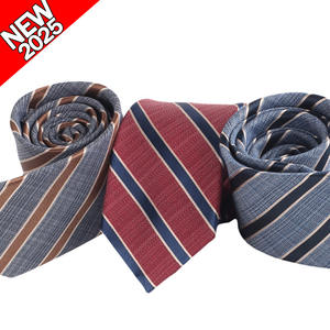 2025 nuevo diseño logotipo personalizado corbata tejida de seda pura para hombre buena calidad hecha a mano patrón de rayas corbata para venta al por mayor - Product Image 3