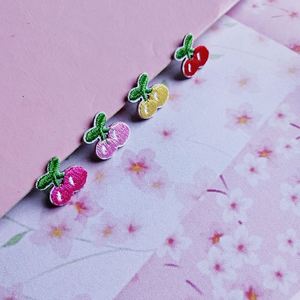 New Style Self-adhesive /iron on Mini 1.2cm Cute Cherry Embroidery Cloth Patch for Hair <b>Clip</b> & Doll Clothes DIY Decoration - Product Image 1