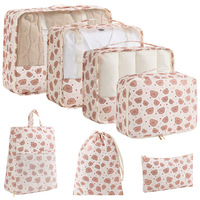 Coloré Polyester Femme Portable Sac De Maternité À La Mode Voyage Stockage Valise pour Sous-Vêtements Zipper Imprimé Fleur Lettre