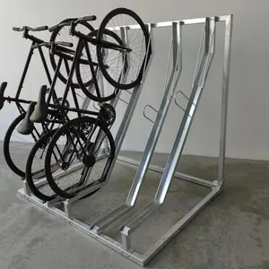 carbon steel semi vertical bicycle parking stands X-Type Double Sided Semi Vertical Rack Wall Mounted Semi-Vertical Cycle Rack