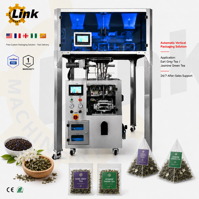 Industrial Automatic Connection of Various Flower Tea Pyramid Bags, 4-head Weighing Bag Packaging Machine