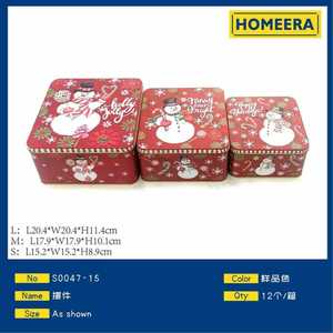 Homeera Christmas Storage Box Set Iron Rectangular Decorative Ornament Holiday Decoration 3 Piece Set - Product Image 1
