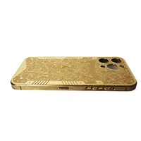 Boîtier de téléphone plaqué or avec logo gravé personnalisable pour iPhone, avec zircon, accepte les commandes en gros, prix bas, personnalisation