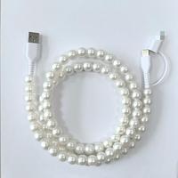 Cable de Datos USB-C a USB-A de 1M, Hecho a Mano, con Perlas Coloridas, Carga Rápida, Revestimiento de PVC Duradero, para Computadoras y Teléfonos Móviles