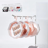 NS16 Conteneur de stockage pour manucure et ongles, anti-poussière, boîte de présentation transparente rose pour bijoux, boîte d'emballage pour ongles à presser