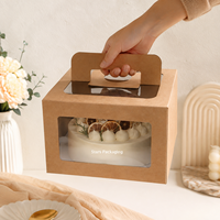 Scatole per Torte Personalizzate in Carta Kraft con Finestra e Manici, per Pasticceria e Panetteria, Disponibili in 6, 8, 10, 12 Pollici