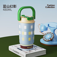 Vente en gros de gourde isotherme en acier inoxydable à large ouverture de 480 ml avec poignée de transport robuste et résistante pour la salle de sport, les sports, réutilisable
