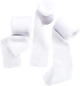 OKAY vente en gros 38MM largeur blanc à la main frange <span class=keywords><strong>ruban</strong></span> de soie en mousseline de soie pour emballage cadeau Bouquets de <span class=keywords><strong>mariée</strong></span> Invitations de mariage déco - Product Image 1