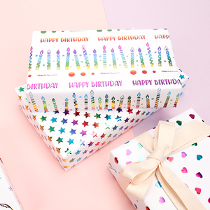 Personalized Branded Logo Custom 80g Luxury Gift Foil Stamping Birthday Wrap <b>Paper</b> <b>Roll</b> for Packaging <b>Wrapping</b> <b>Paper</b> - Product Image 6