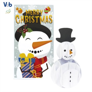 Colección Navideña Personalizada Scents Seasons, Tarjeta de Felicitación Individual Plegable en 3D con Diseño de Muñeco de Nieve, Papá Noel y Reno, Montaña Blanca - Product Image 3