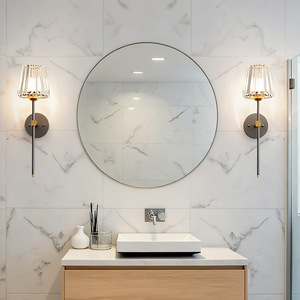 Scandinavian <b>Wall</b> Lamp Iron Body E27 Led Bulb White Shade <b>Wall</b> Mounted Bedroom <b>Lighting</b> - Product Image 2