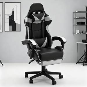 Chaise de jeu bleue pour adultes Design de siège <span class=keywords><strong>baquet</strong></span> ergonomique avec repose-pieds et appui-tête Chaise pivotante à 360 ° pour de longues sessions de jeu - Product Image 4